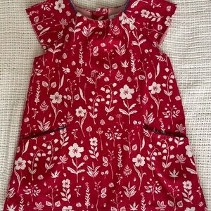 Baby Boden Floral Courderoy Red Dress 24 months